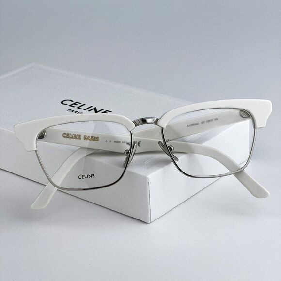 NEW Celine CL50026U 017 Matte Palladium White Geometric Women Eyeglasses - Picture 1 of 11